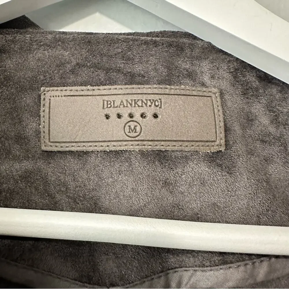Blank NYC Gray moto Teddy Jacket suede plush coat size medium